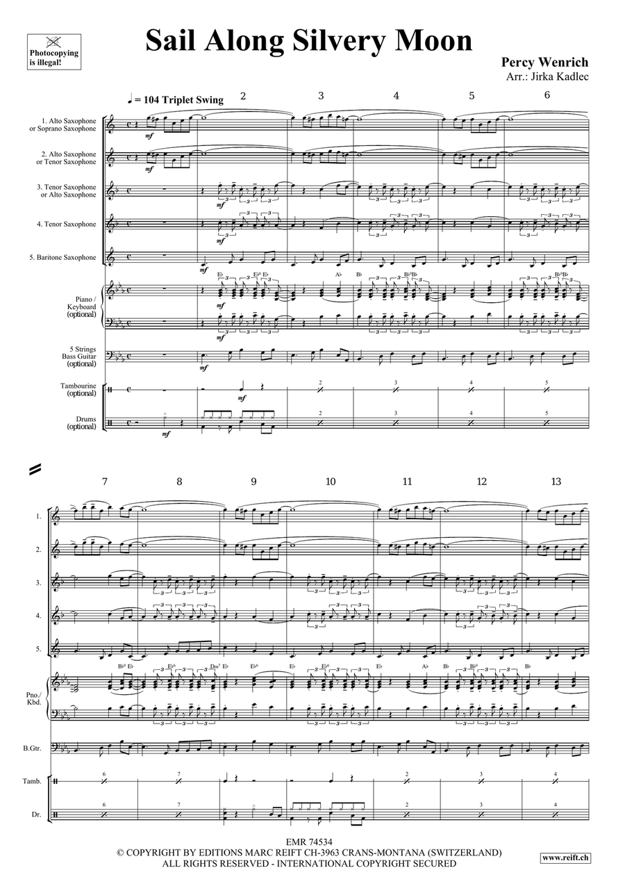 Sail Along Silvery Moon Sail Along Silvery Moon Saxophone Quintet scores gallery preview page 3