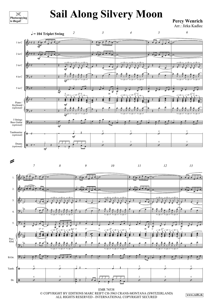 Sail Along Silvery Moon by Percy Wenrich Brass Quintet - Sheet Music page 3