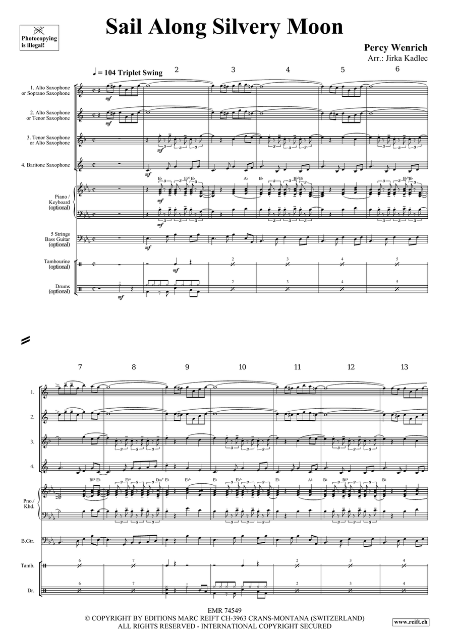 Sail Along Silvery Moon Sail Along Silvery Moon Saxophone Quartet scores gallery preview page 3