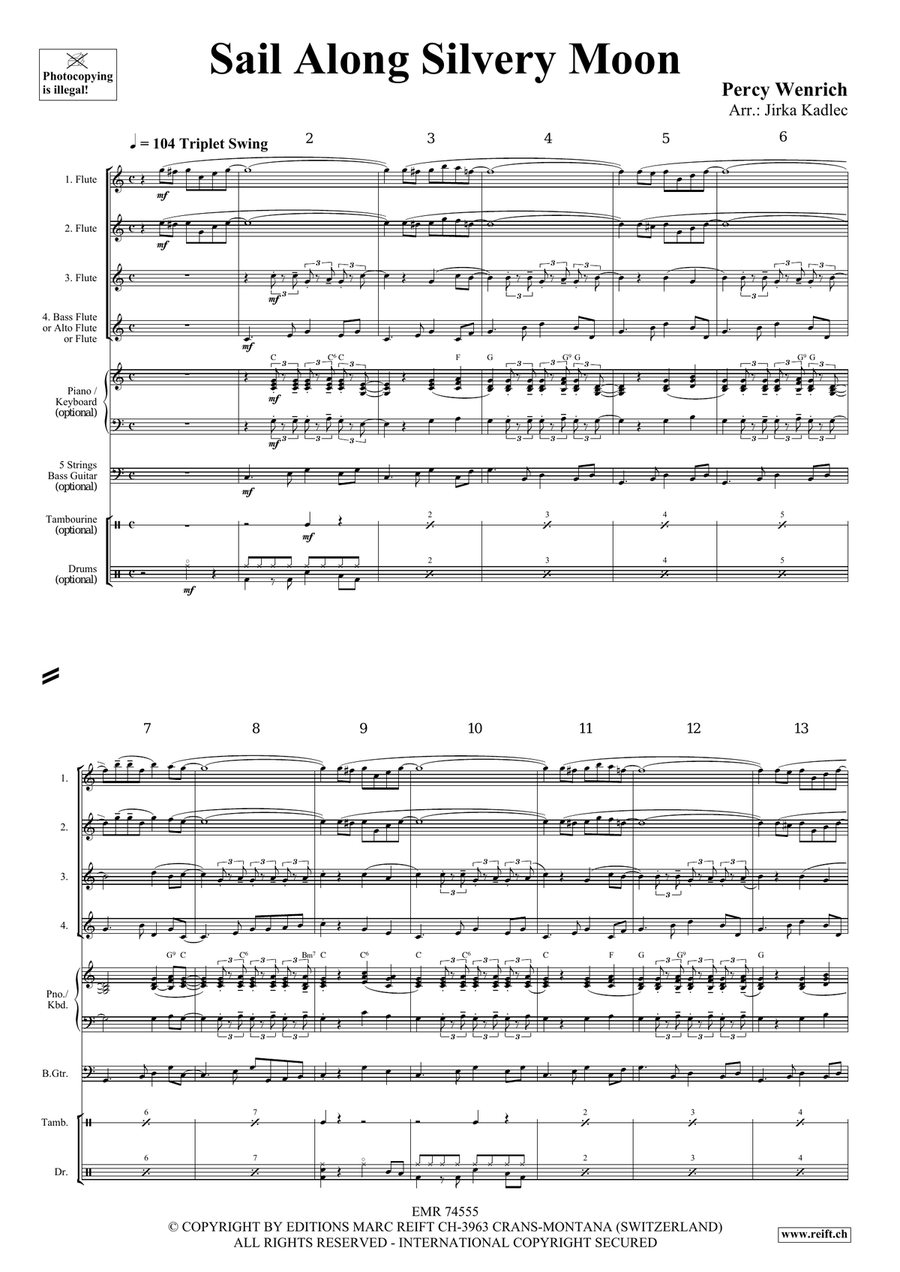 Sail Along Silvery Moon Sail Along Silvery Moon Flute Quartet scores gallery preview page 3