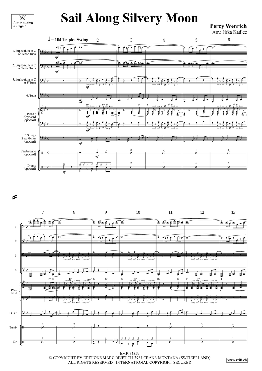 Sail Along Silvery Moon by Percy Wenrich Tuba Quartet - Sheet Music page 3