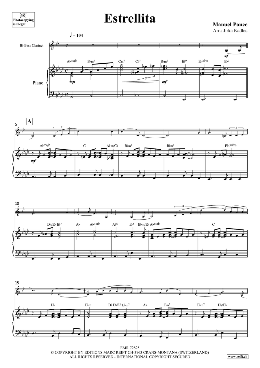 Estrellita Estrellita Bass Clarinet scores gallery preview page 3
