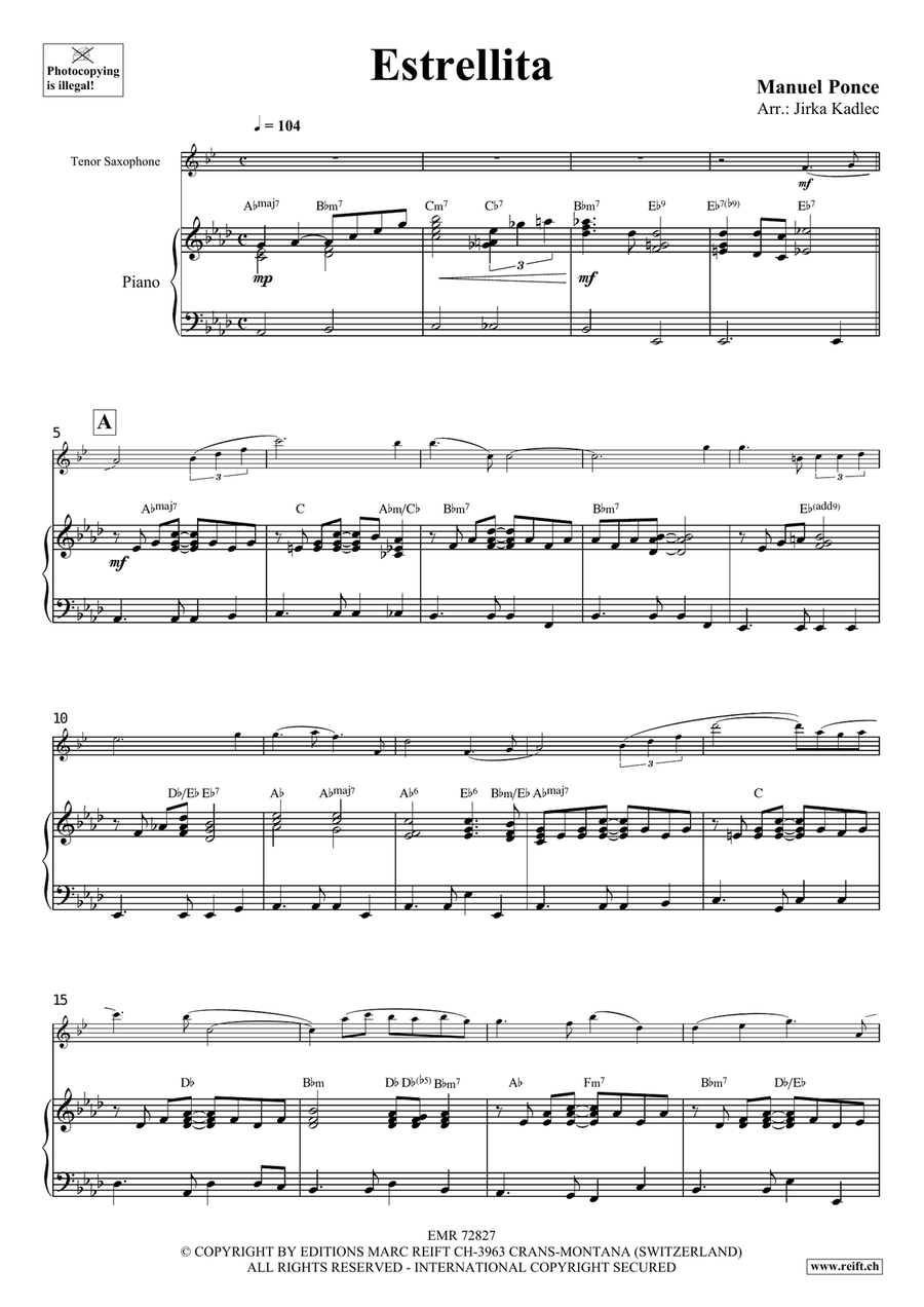 Estrellita Estrellita Tenor Saxophone scores gallery preview page 3