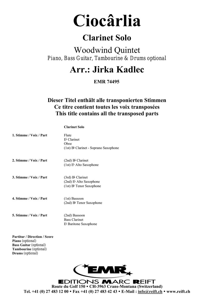 Ciocârlia Ciocârlia Woodwind Quintet scores gallery preview page 2