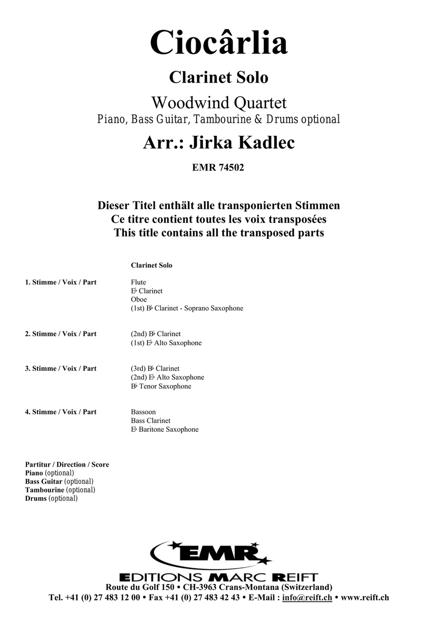 Ciocârlia Ciocârlia Clarinet Quartet scores gallery preview page 2