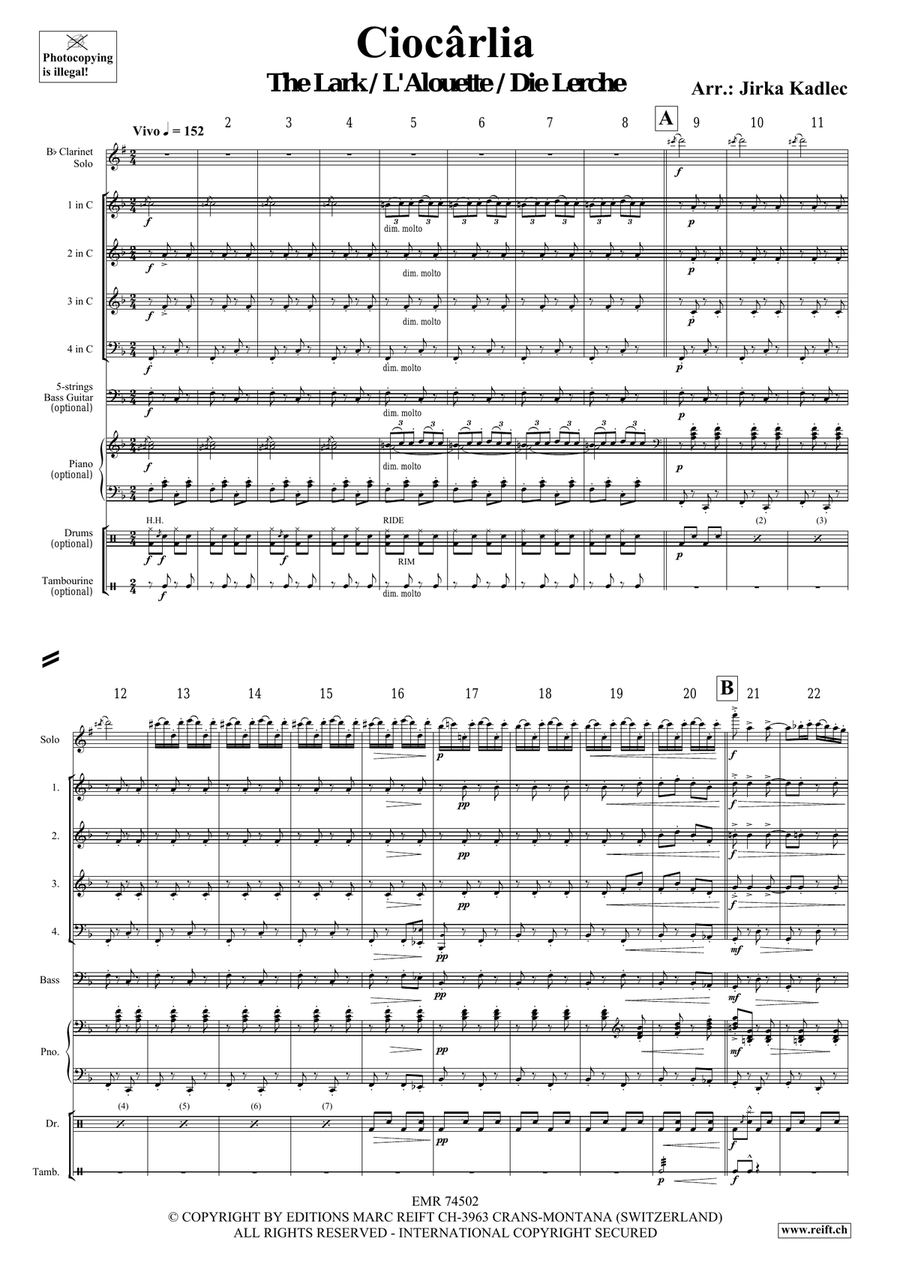 Ciocârlia Ciocârlia Clarinet Quartet scores gallery preview page 3