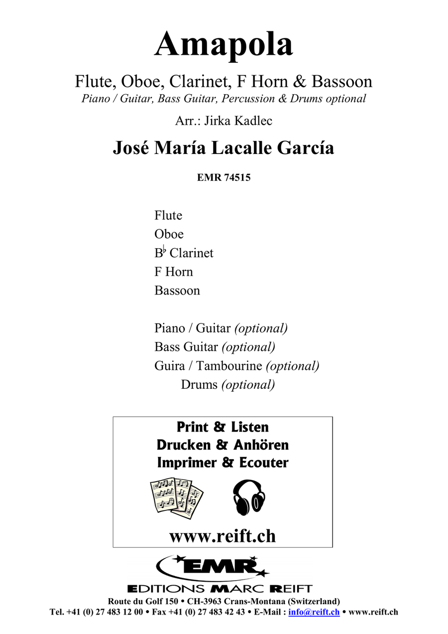 Amapola Amapola Woodwind Quintet scores gallery preview page 2
