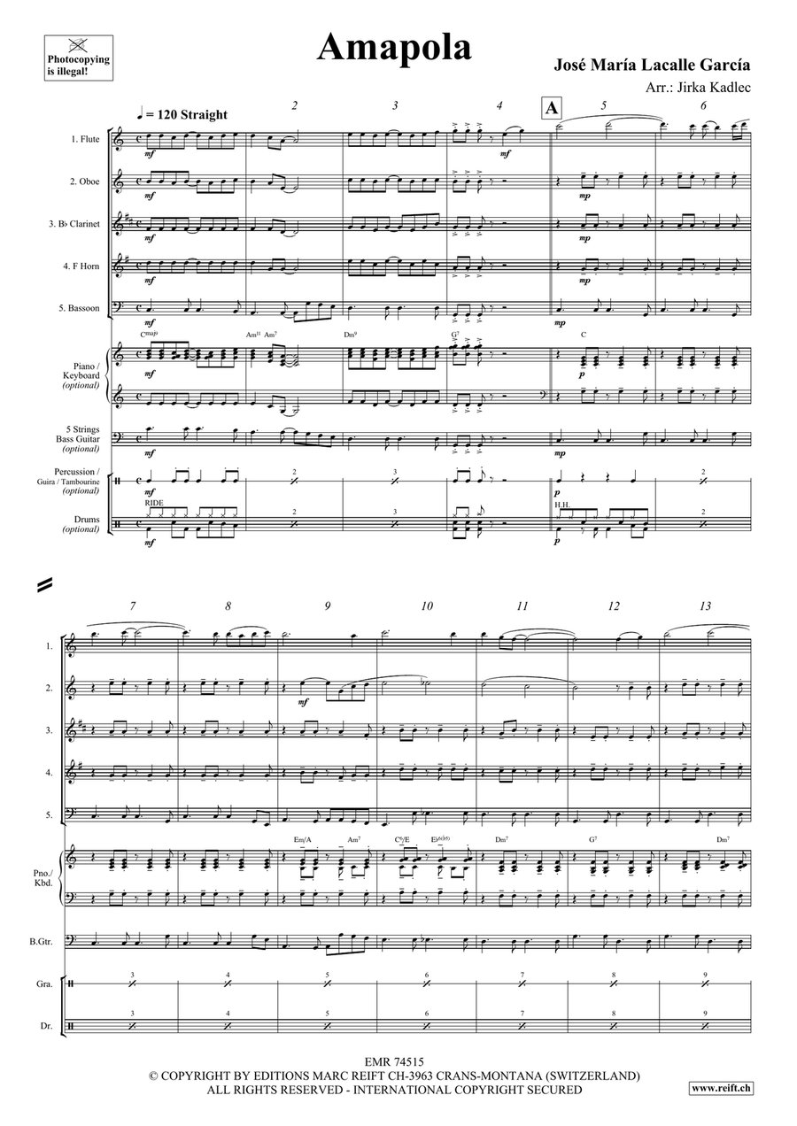 Amapola Amapola Woodwind Quintet scores gallery preview page 3