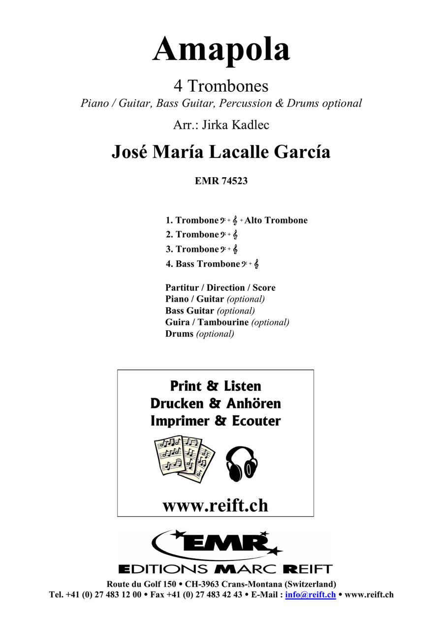 Amapola Amapola Trombone Quartet scores gallery preview page 2