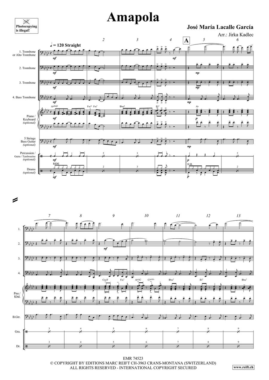 Amapola Amapola Trombone Quartet scores gallery preview page 3