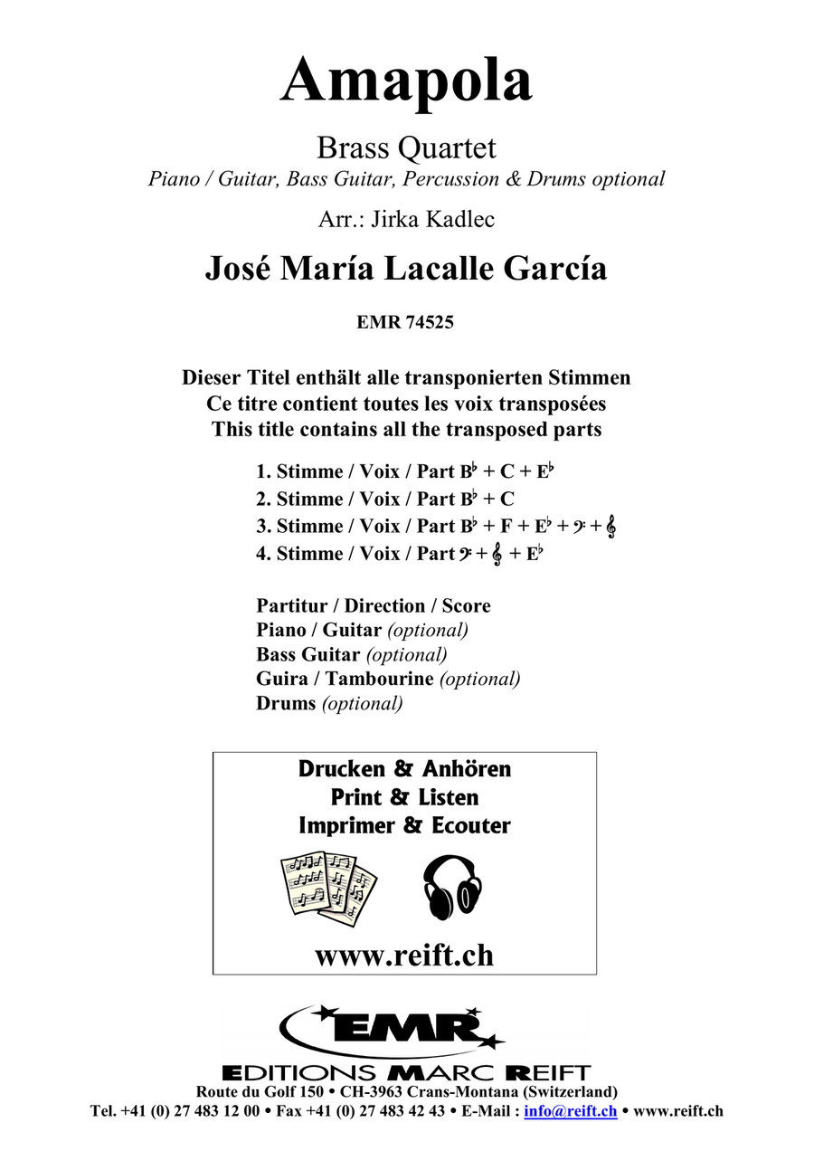 Amapola Amapola Brass Quartet scores gallery preview page 2