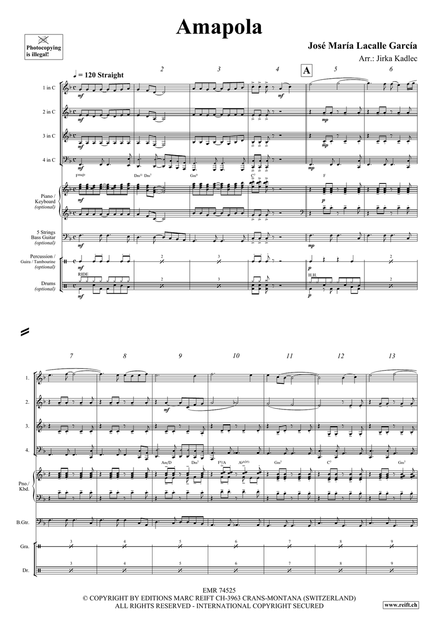 Amapola Amapola Brass Quartet scores gallery preview page 3
