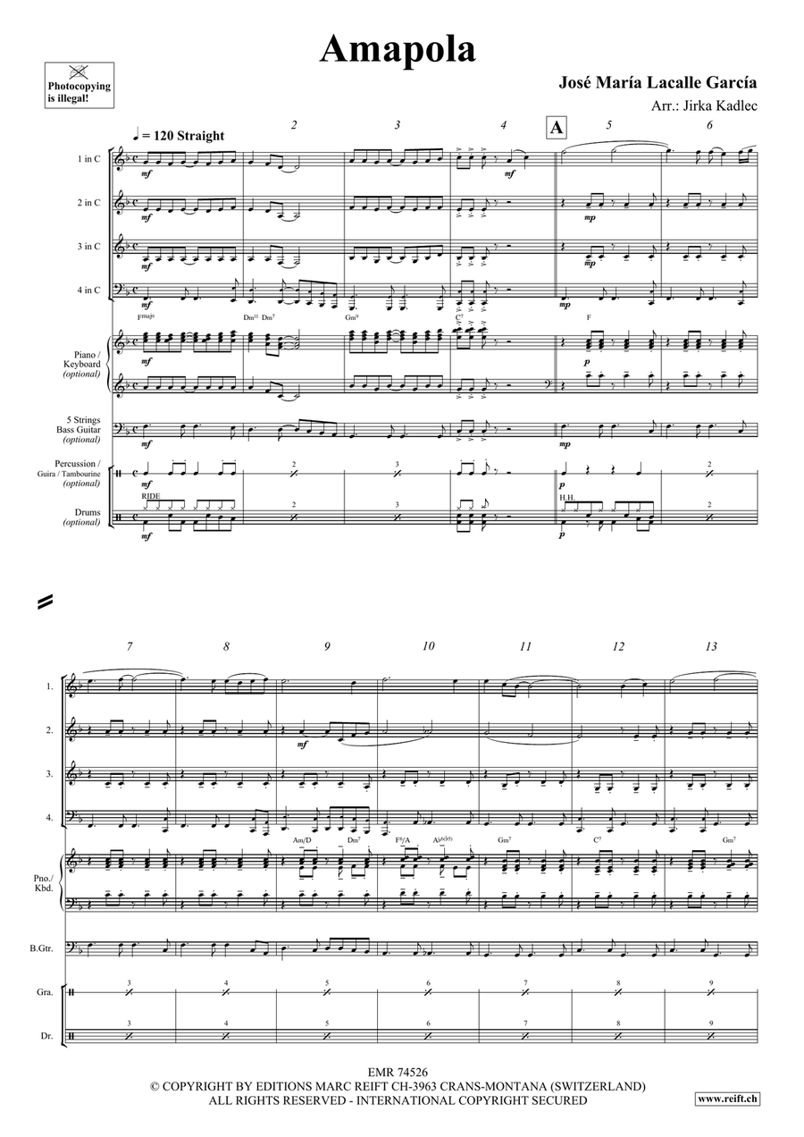 Amapola Amapola Woodwind Quartet scores gallery preview page 3