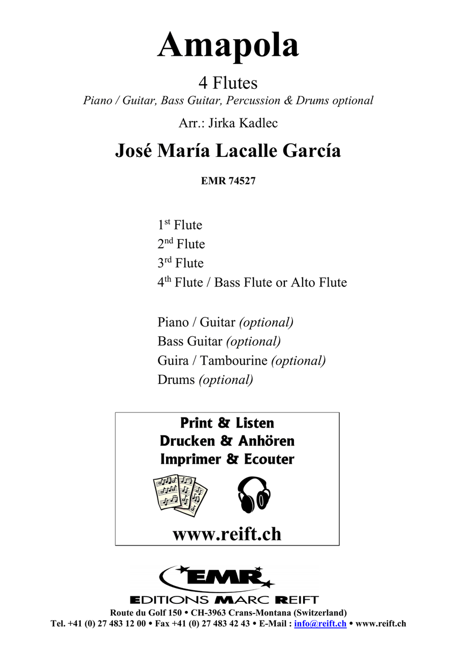 Amapola Amapola Flute Quartet scores gallery preview page 2