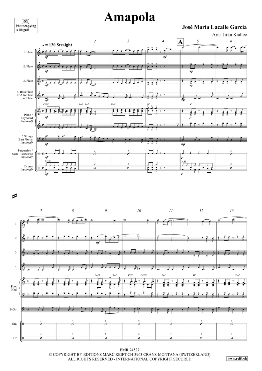 Amapola Amapola Flute Quartet scores gallery preview page 3
