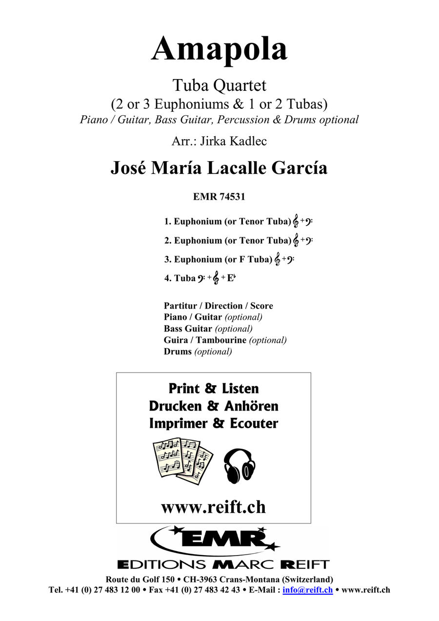 Amapola Amapola Tuba Quartet scores gallery preview page 2