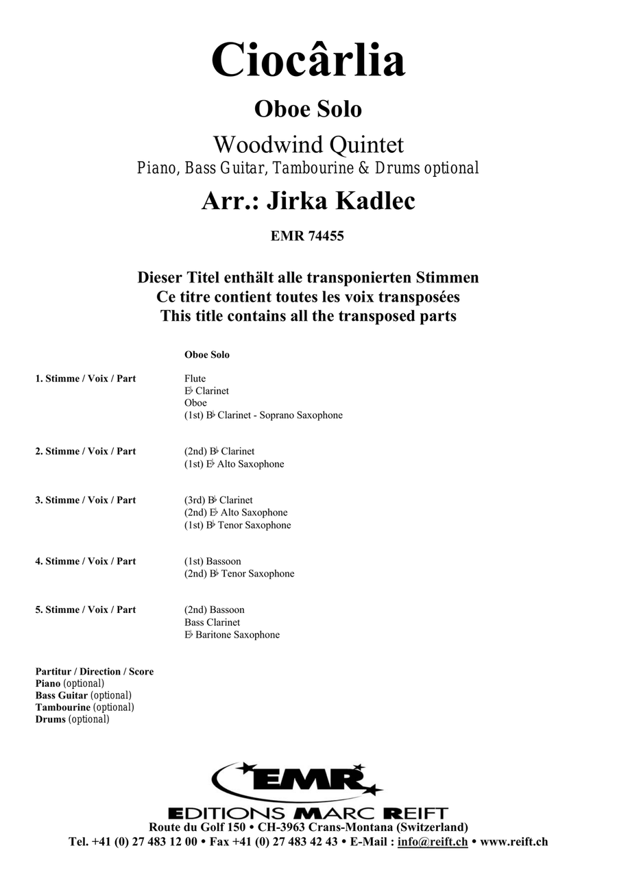 Ciocârlia Ciocârlia Woodwind Quintet scores gallery preview page 2