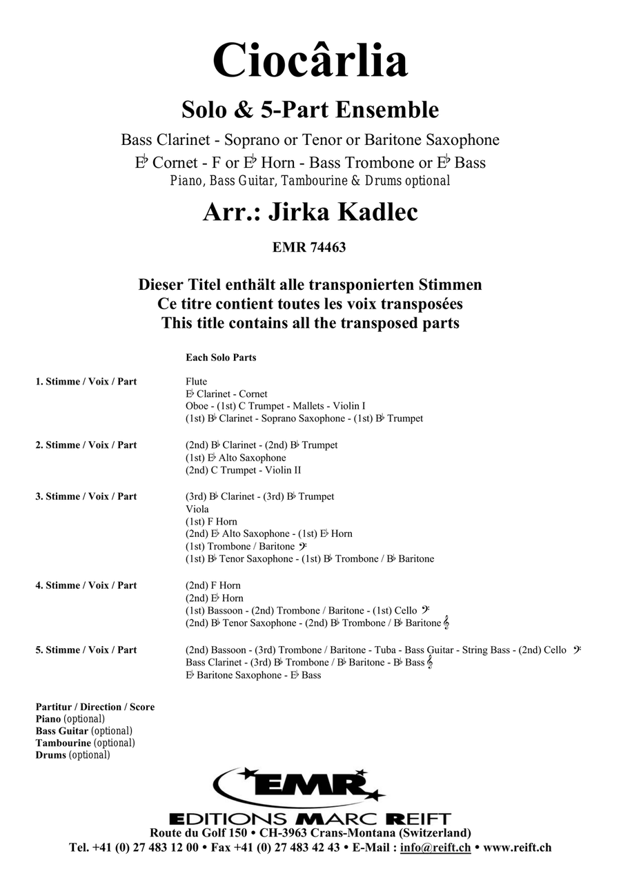 Ciocârlia Ciocârlia Bass Clarinet scores gallery preview page 2