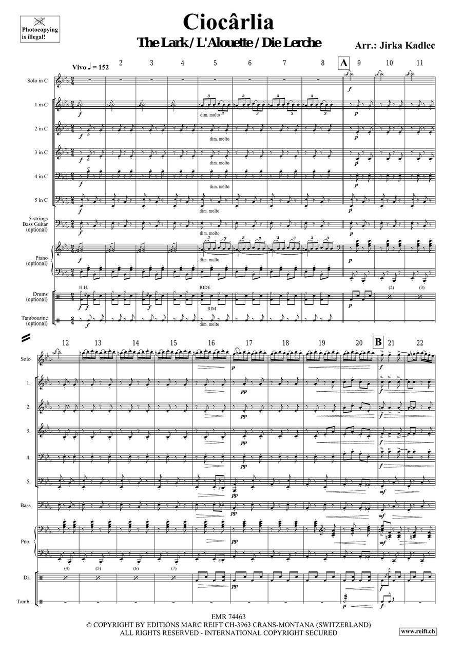 Ciocârlia Ciocârlia Bass Clarinet scores gallery preview page 3