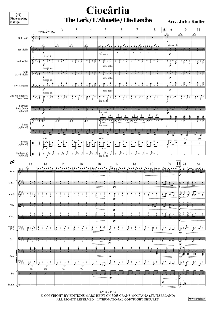 Ciocârlia Ciocârlia Bass Clarinet scores gallery preview page 3