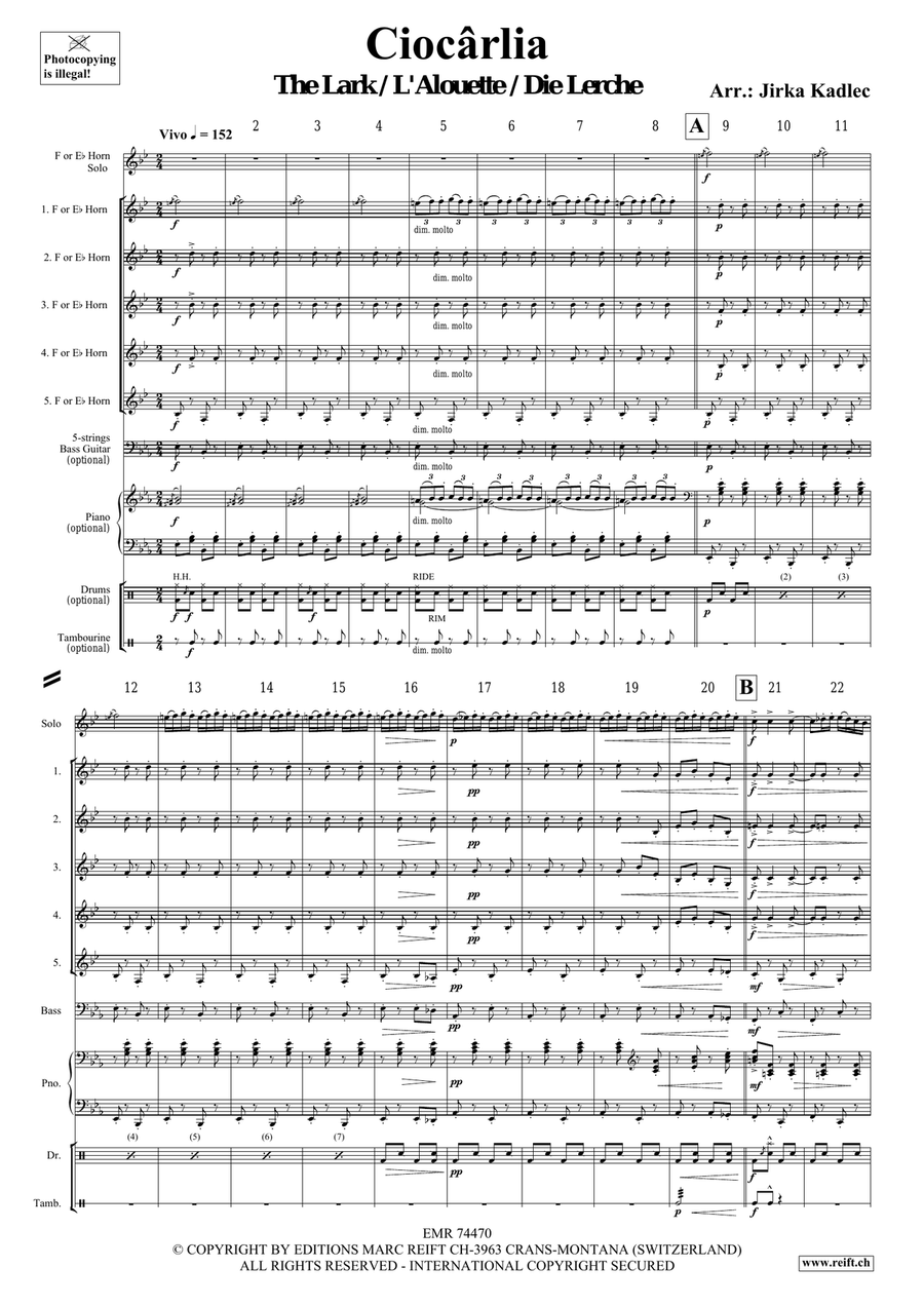 Ciocârlia Ciocârlia Horn Solo scores gallery preview page 3