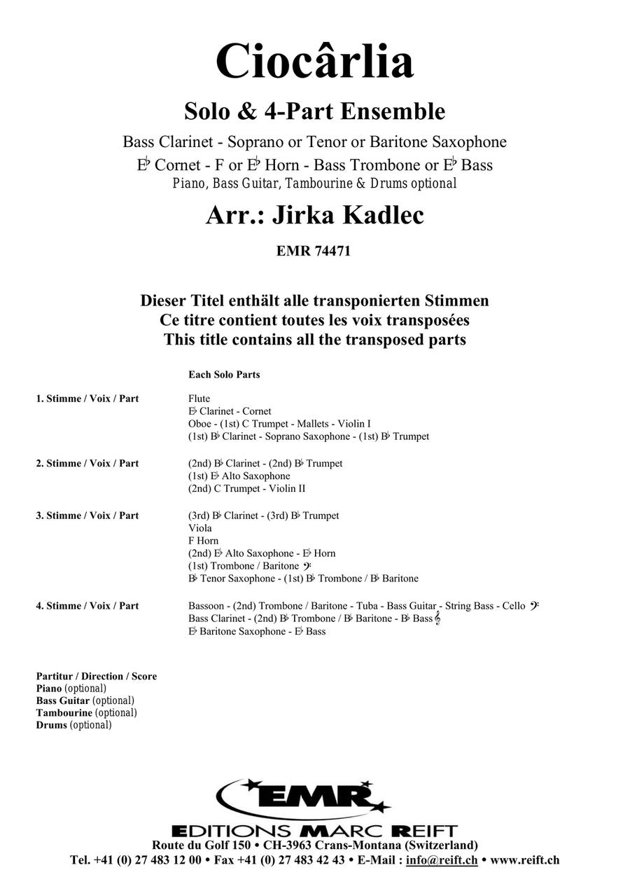 Ciocârlia Ciocârlia Bass Clarinet scores gallery preview page 2