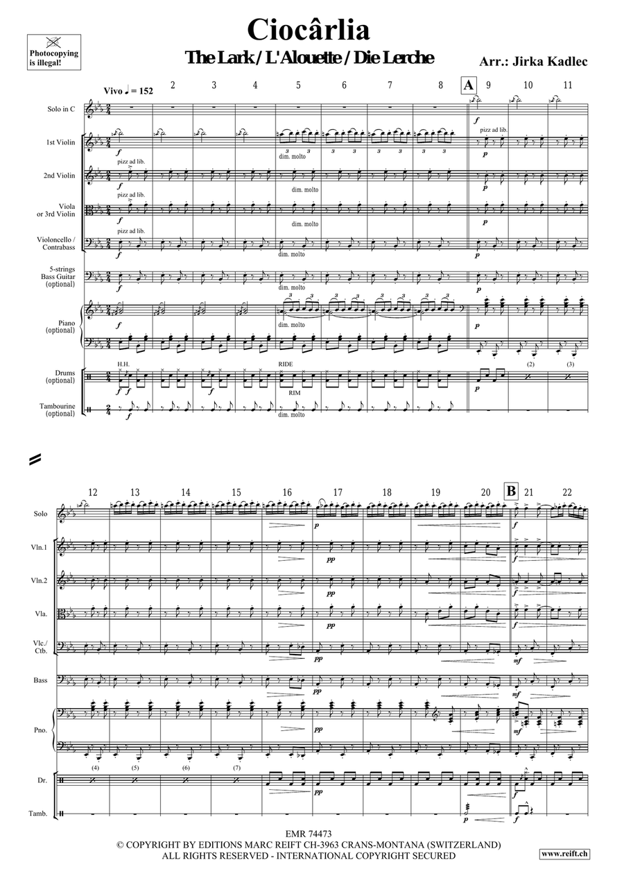 Ciocârlia Ciocârlia Bass Clarinet scores gallery preview page 3