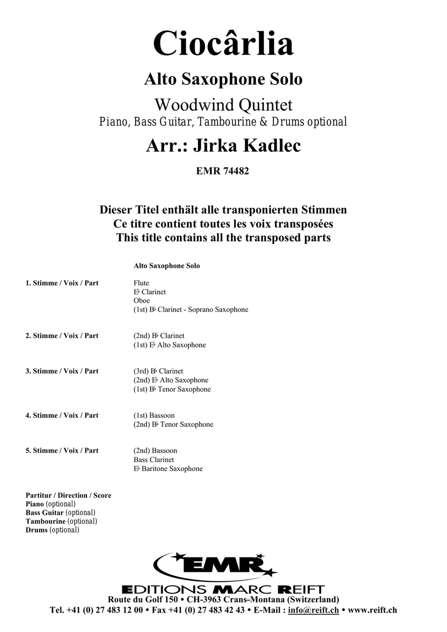 Ciocârlia Ciocârlia Woodwind Quintet scores gallery preview page 2