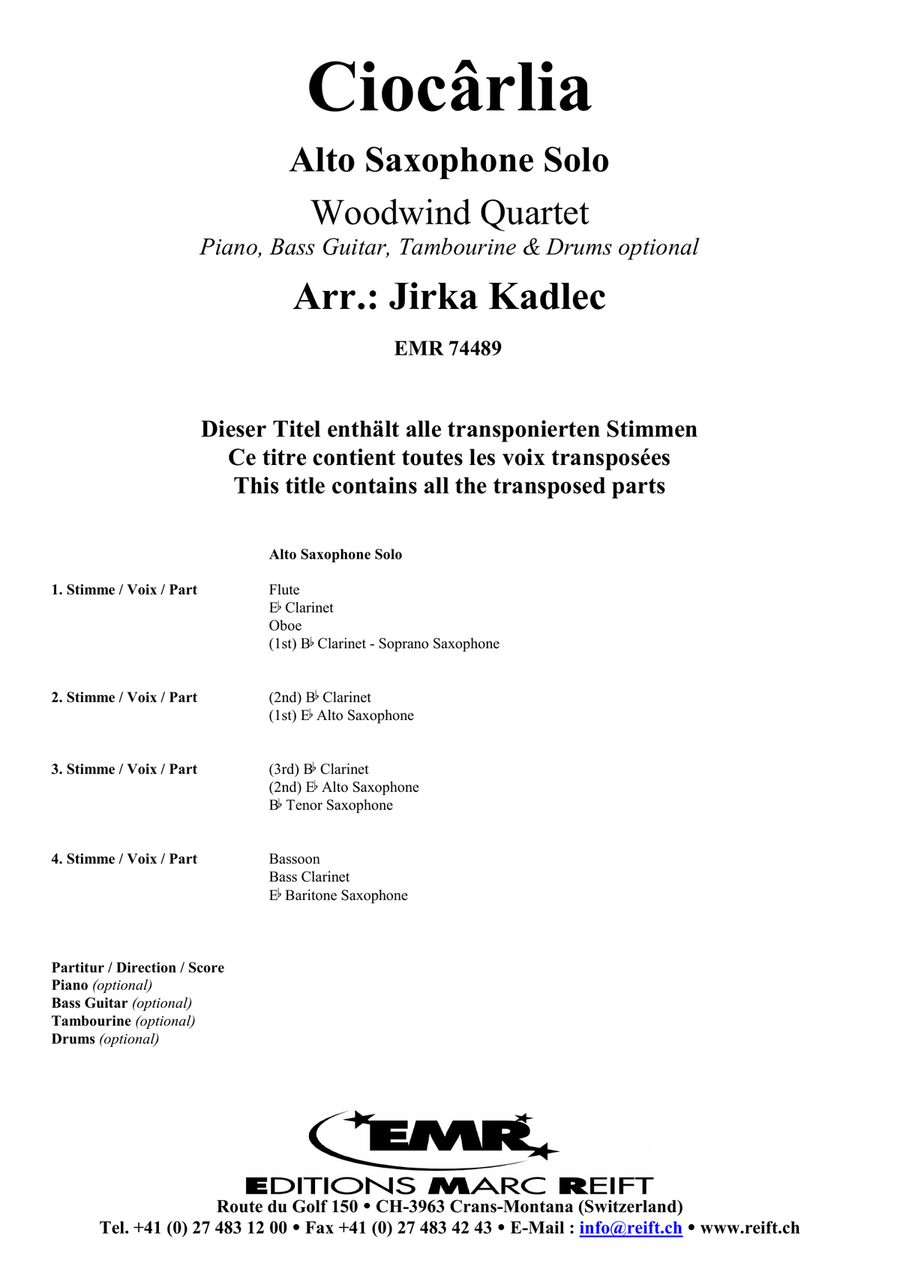 Ciocârlia Ciocârlia Woodwind Quartet scores gallery preview page 2