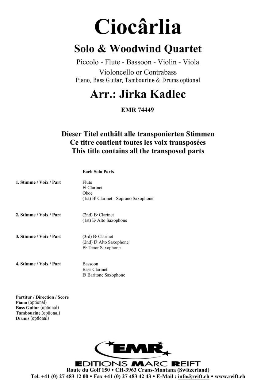 Ciocârlia Ciocârlia Woodwind Quartet scores gallery preview page 2