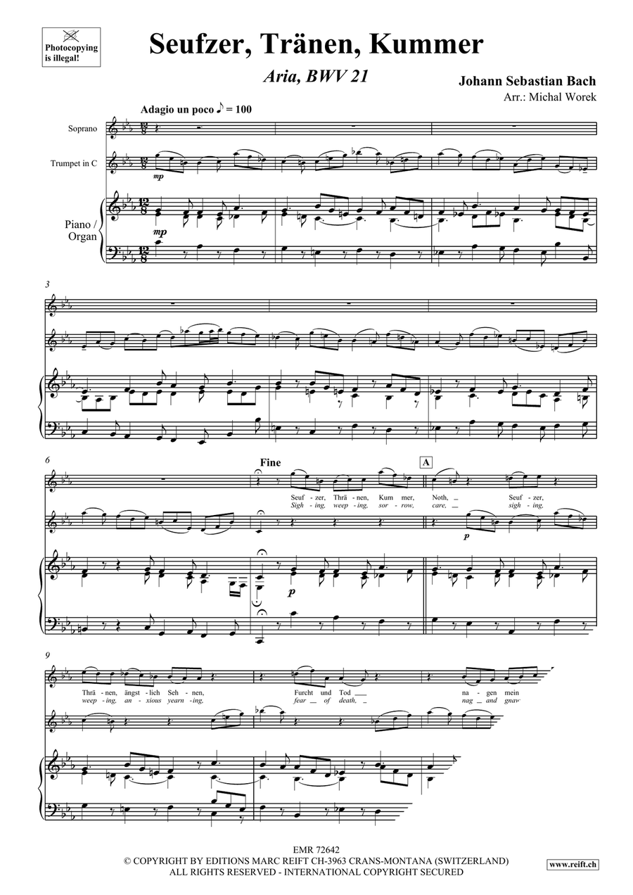 Seufzer, Tränen, Kummer Seufzer, Tränen, Kummer Trumpet scores gallery preview page 3