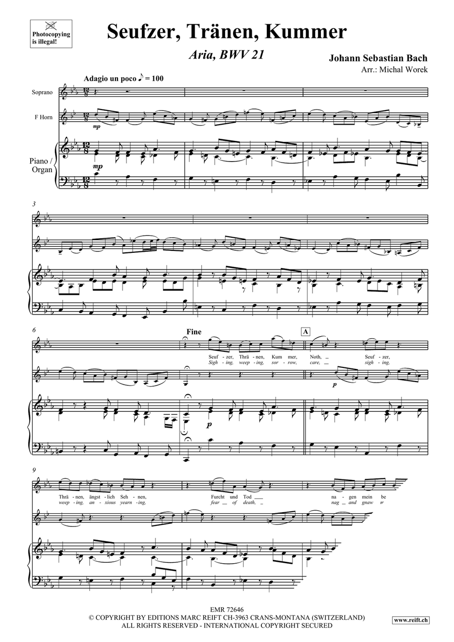Seufzer, Tränen, Kummer Seufzer, Tränen, Kummer Horn scores gallery preview page 3