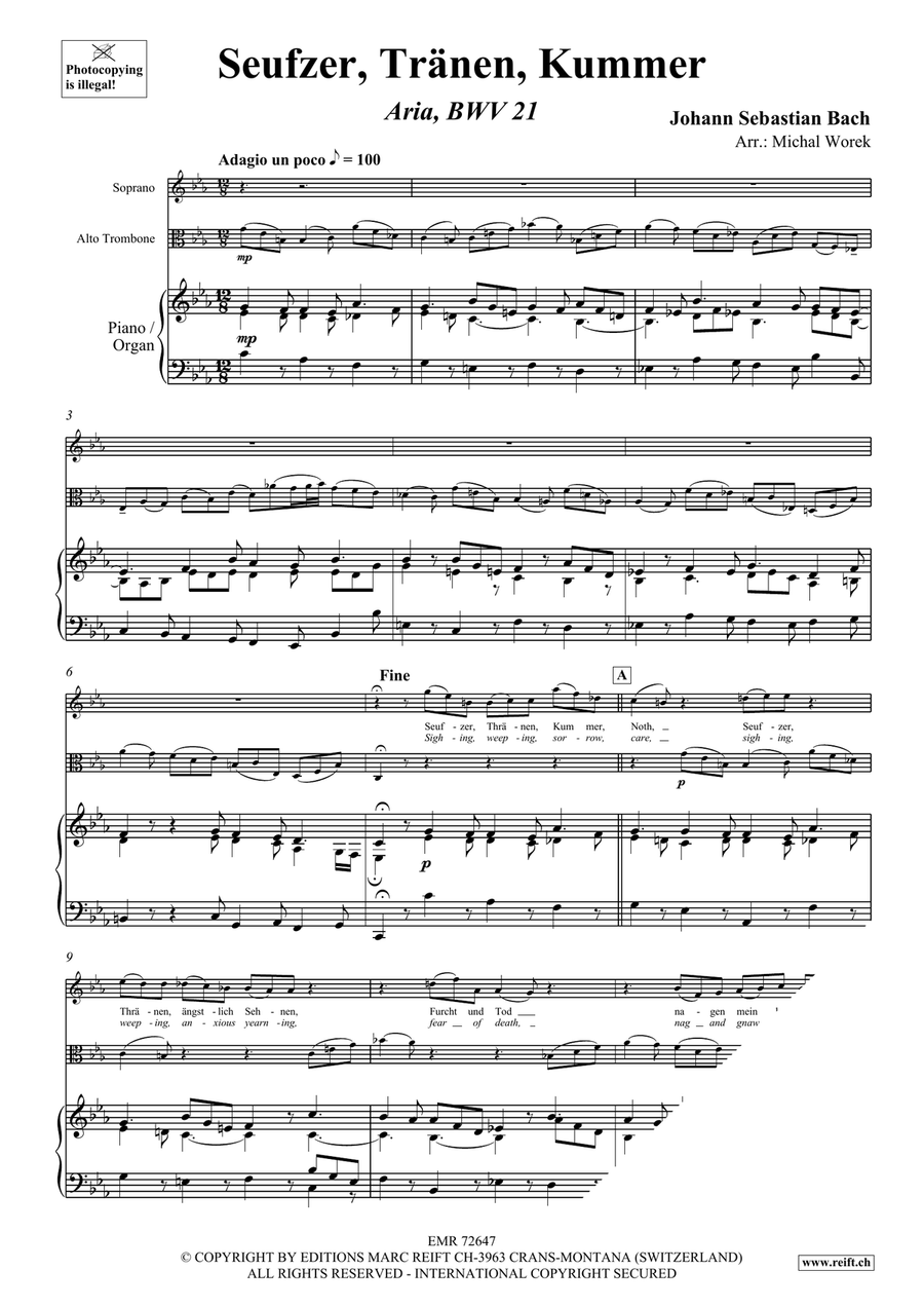 Seufzer, Tränen, Kummer Seufzer, Tränen, Kummer Trombone scores gallery preview page 3