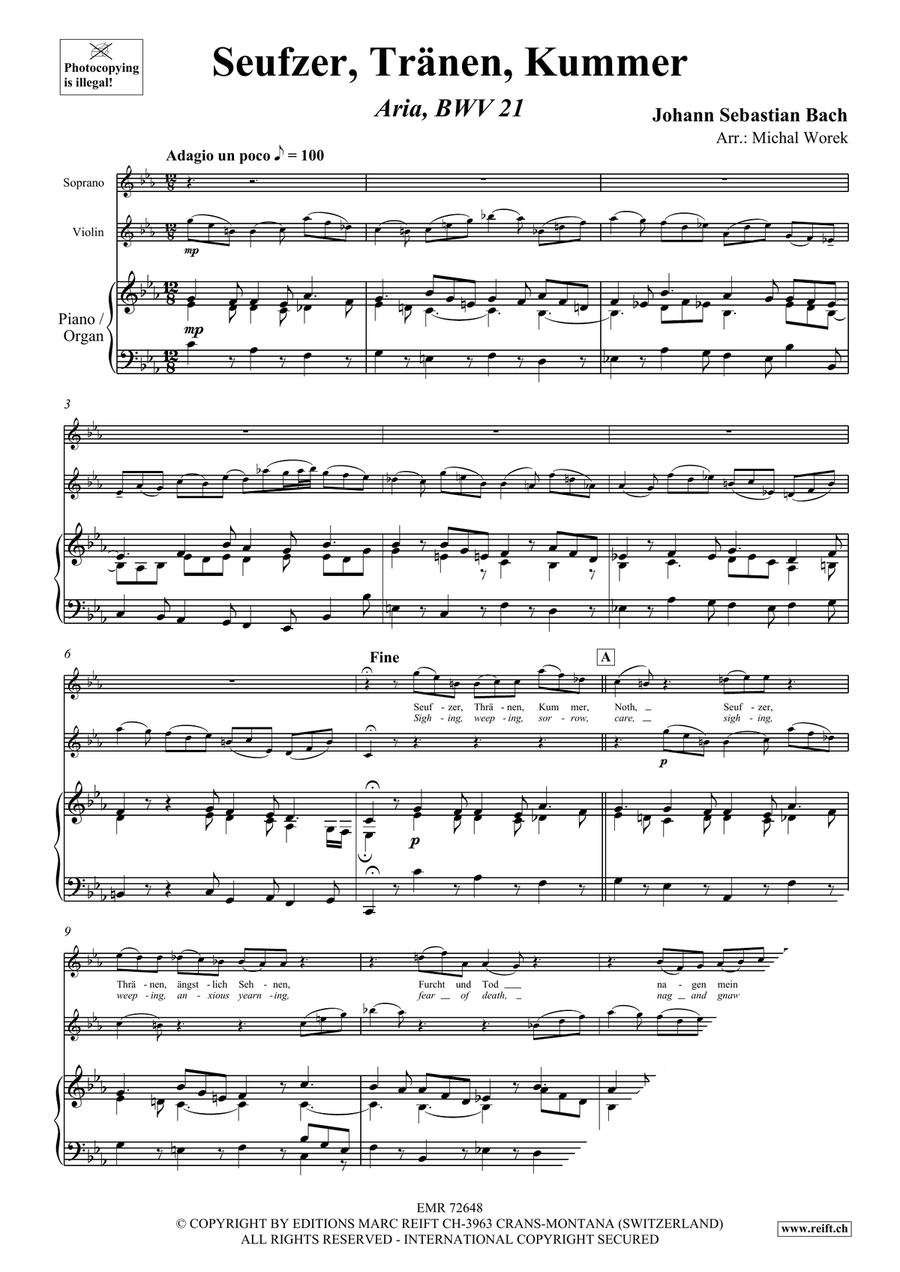 Seufzer, Tränen, Kummer Seufzer, Tränen, Kummer Violin scores gallery preview page 3