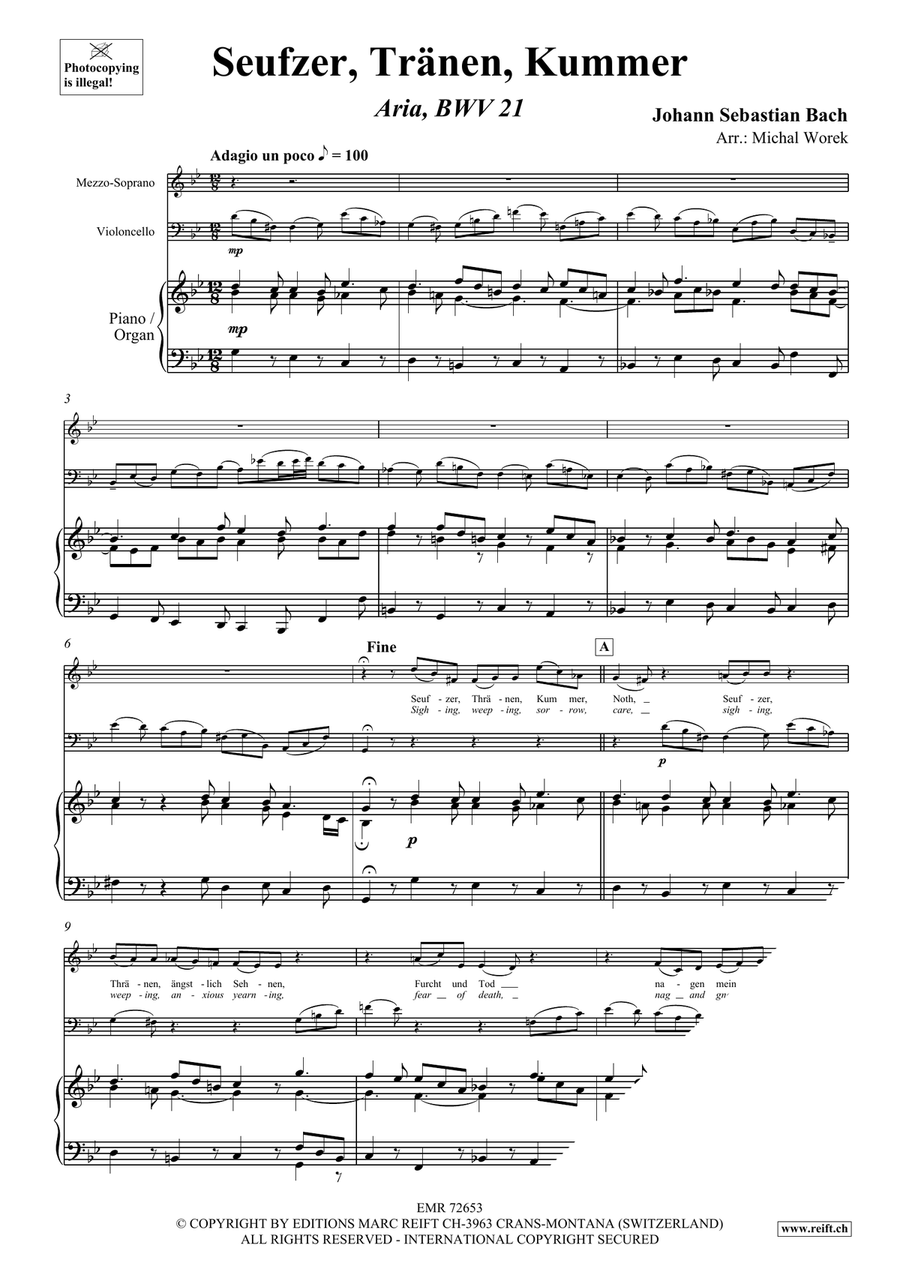 Seufzer, Tränen, Kummer Seufzer, Tränen, Kummer Cello scores gallery preview page 3