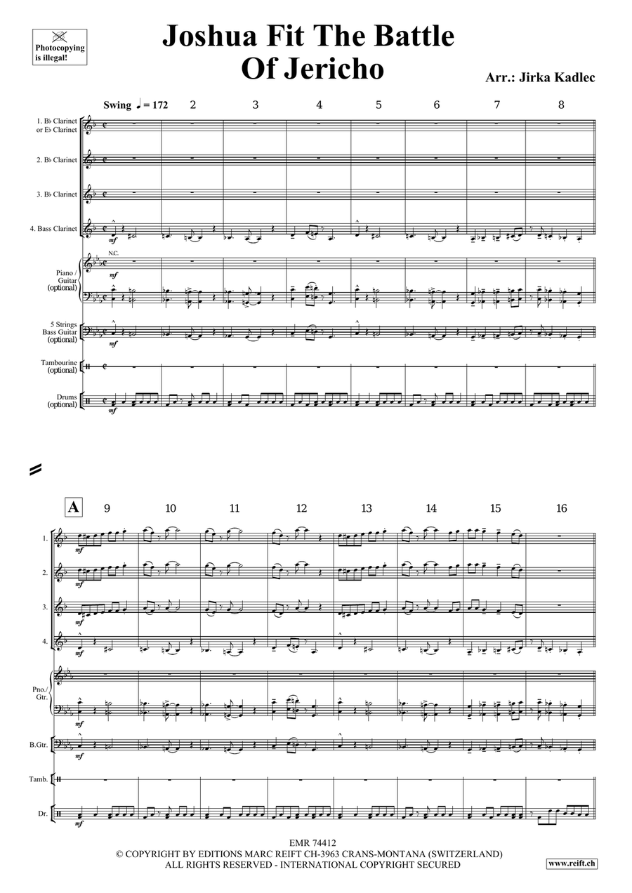 Joshua Fit The Battle Of Jericho Clarinet Quartet scores gallery preview page 3