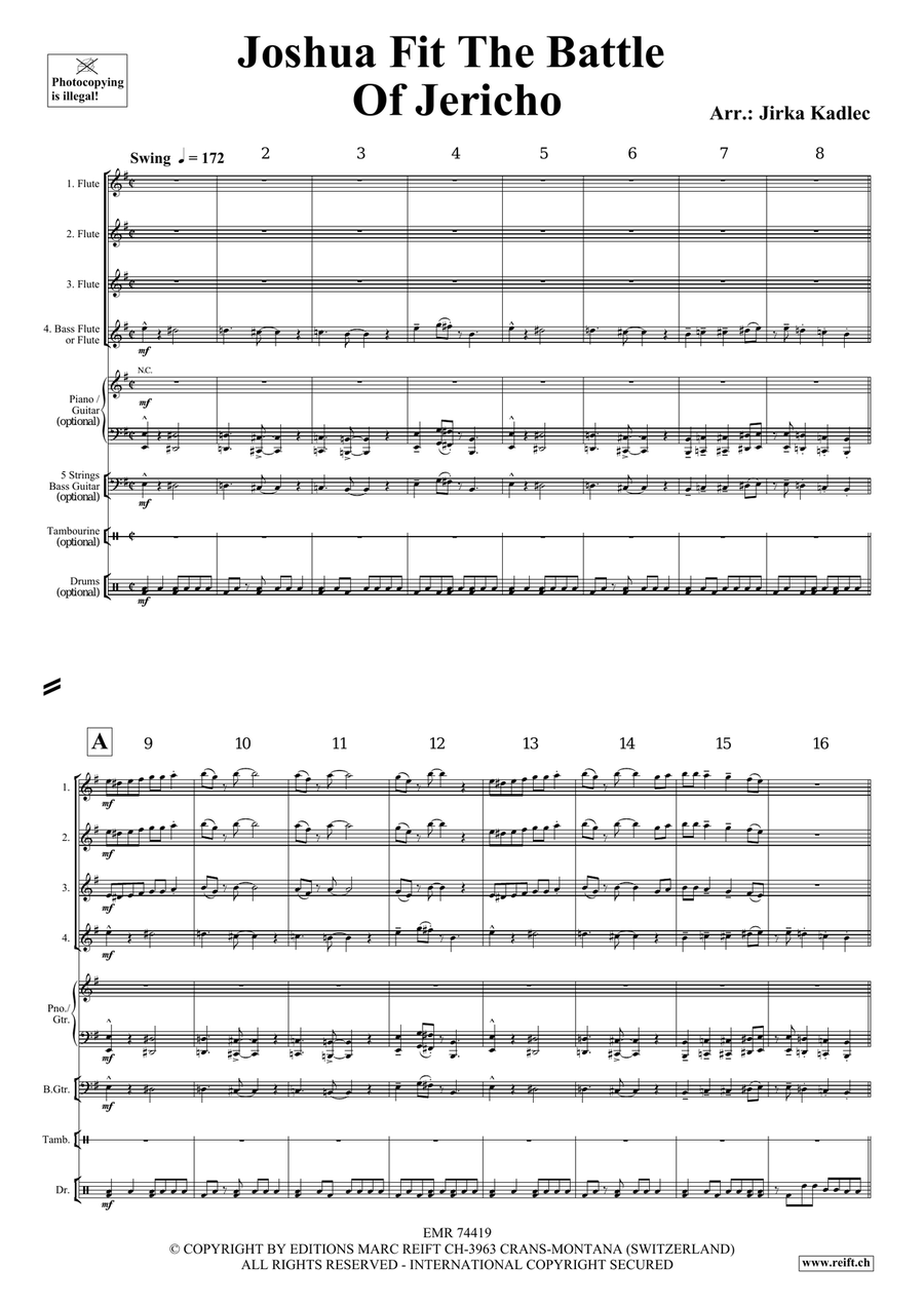 Joshua Fit The Battle Of Jericho Flute Quartet scores gallery preview page 3