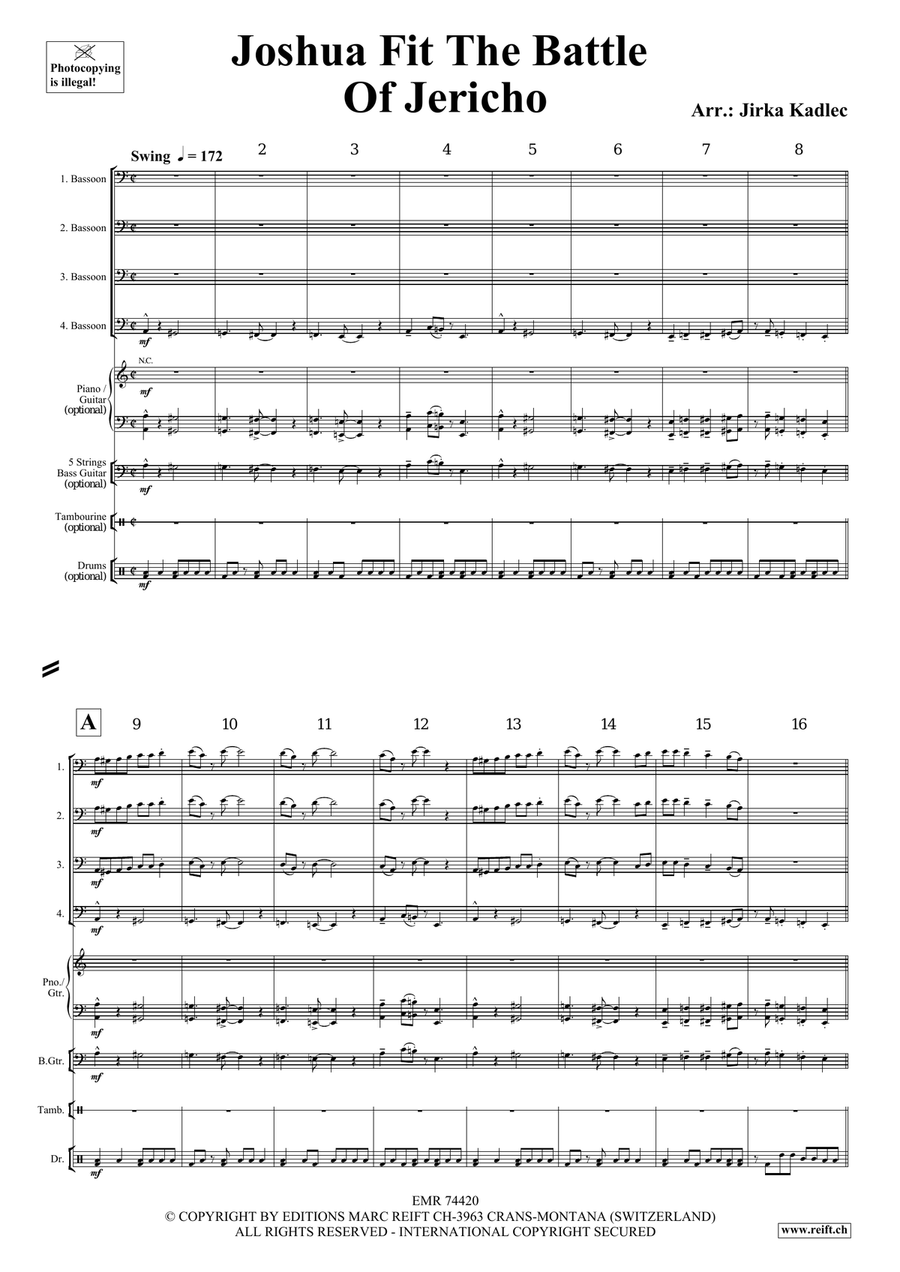 Joshua Fit The Battle Of Jericho Bassoon Quartet scores gallery preview page 3