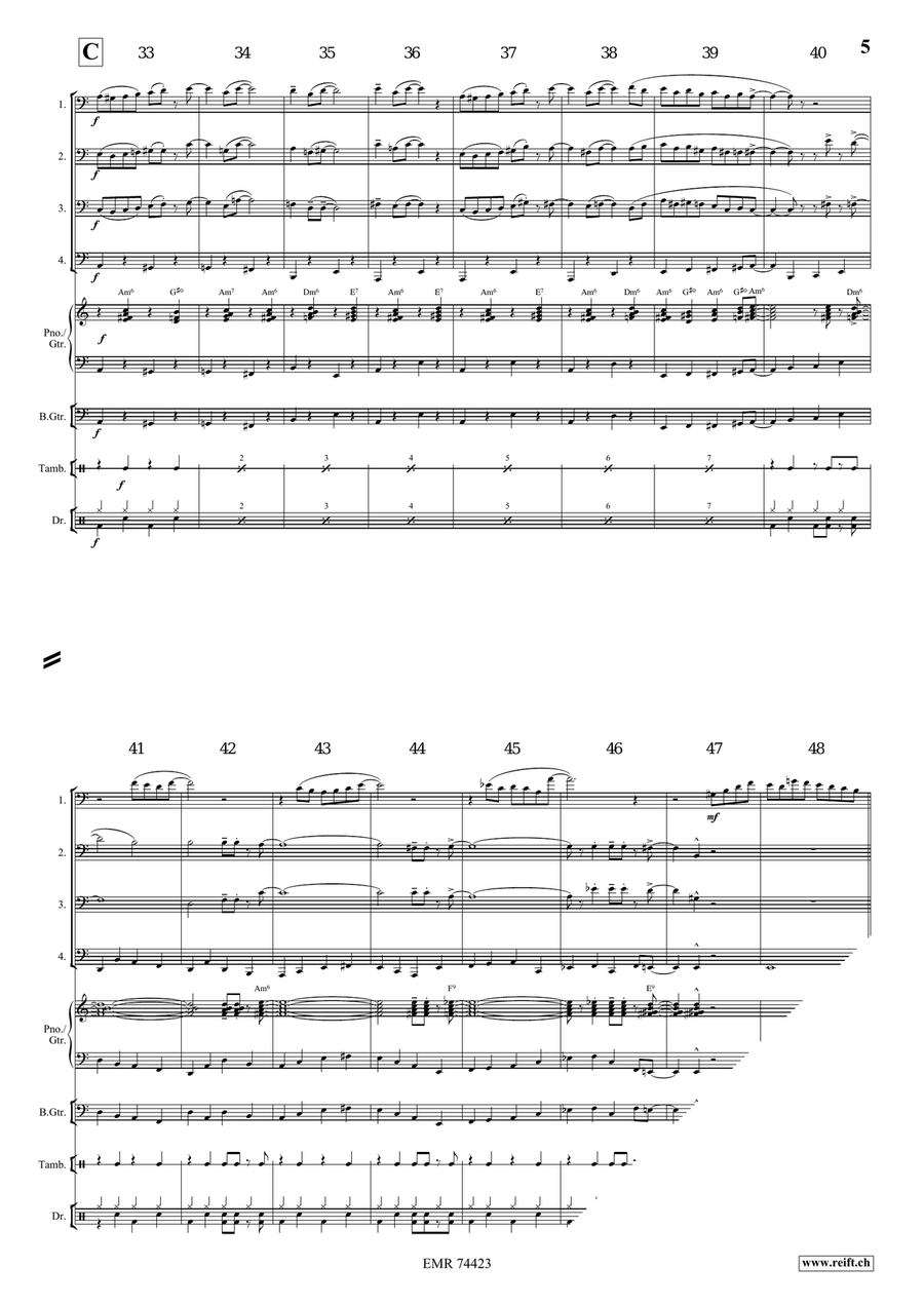 Joshua Fit The Battle Of Jericho Tuba Quartet scores gallery preview page 5
