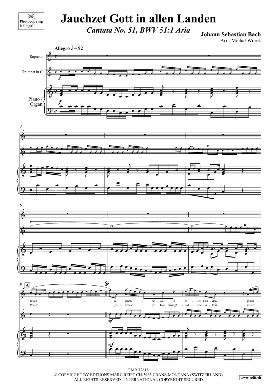 Jauchzet Gott in allen Landen Trumpet scores gallery preview page 3