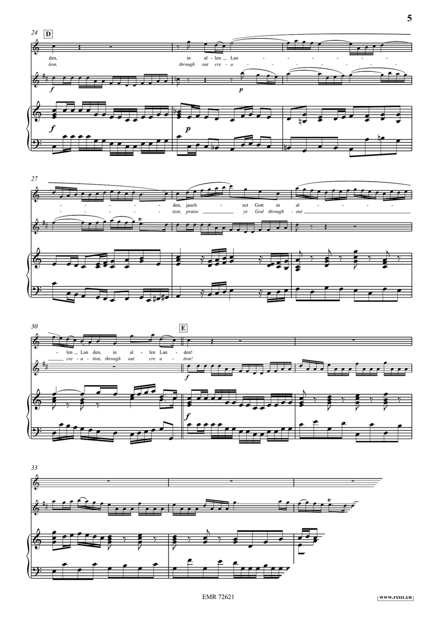 Jauchzet Gott in allen Landen Clarinet scores gallery preview page 5