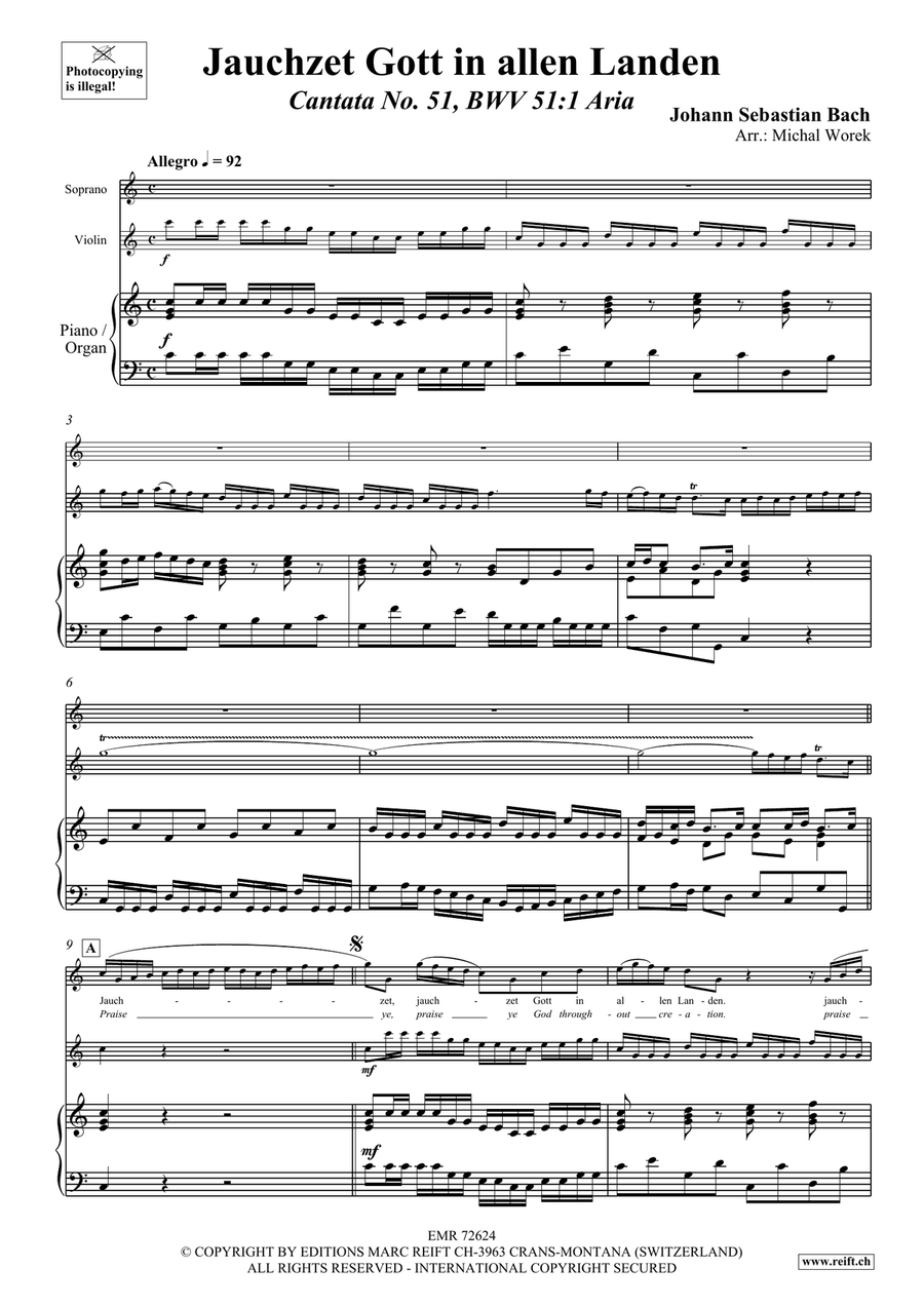 Jauchzet Gott in allen Landen Violin scores gallery preview page 3