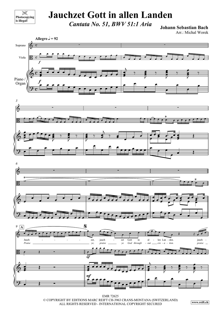 Jauchzet Gott in allen Landen Viola scores gallery preview page 3