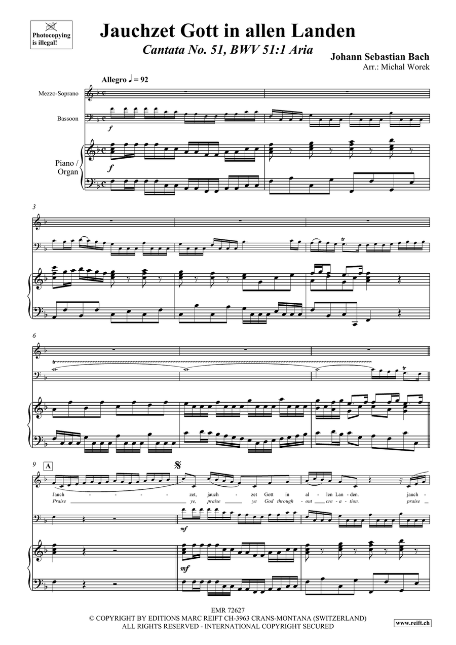 Jauchzet Gott in allen Landen Bassoon Solo scores gallery preview page 3
