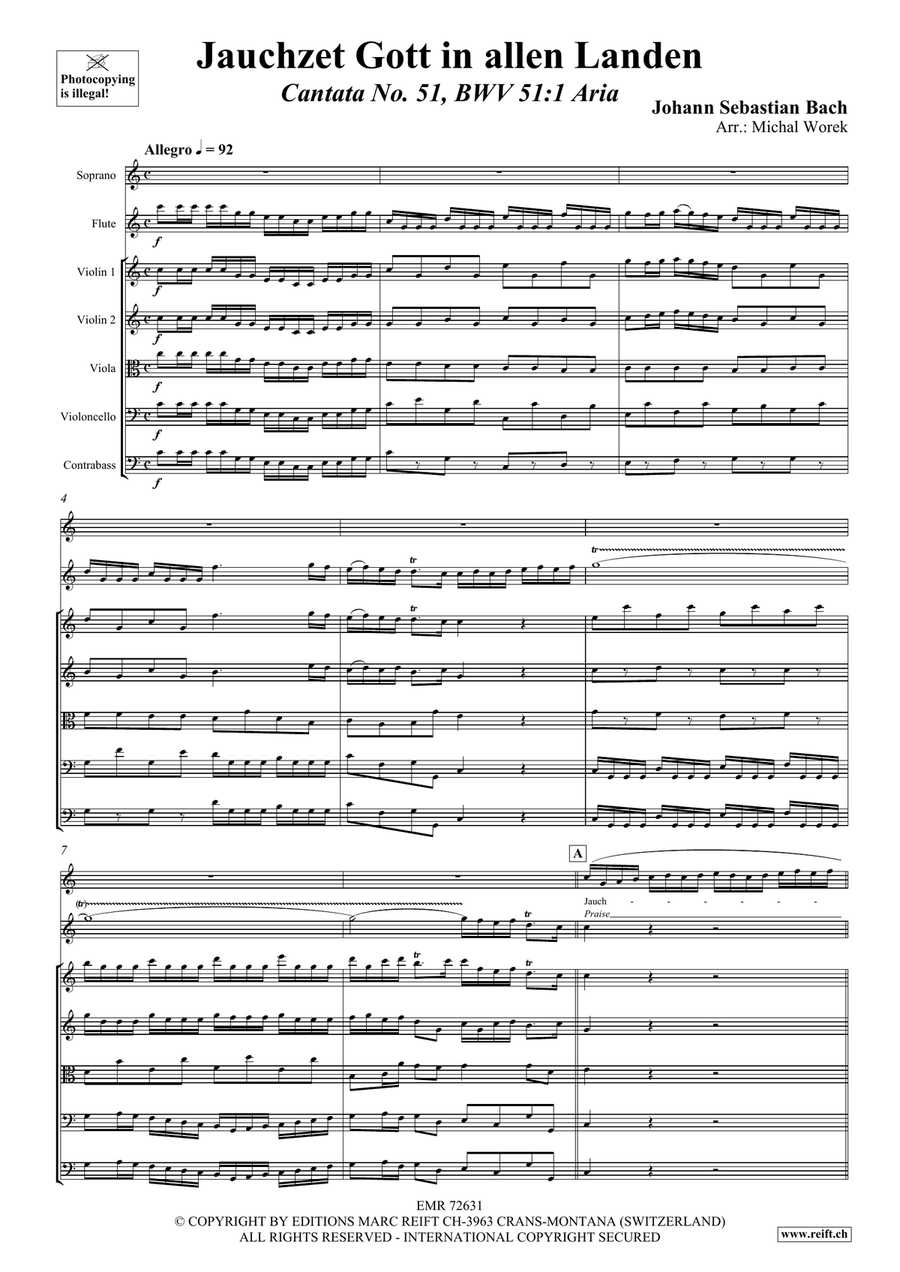 Jauchzet Gott in allen Landen String Orchestra scores gallery preview page 3