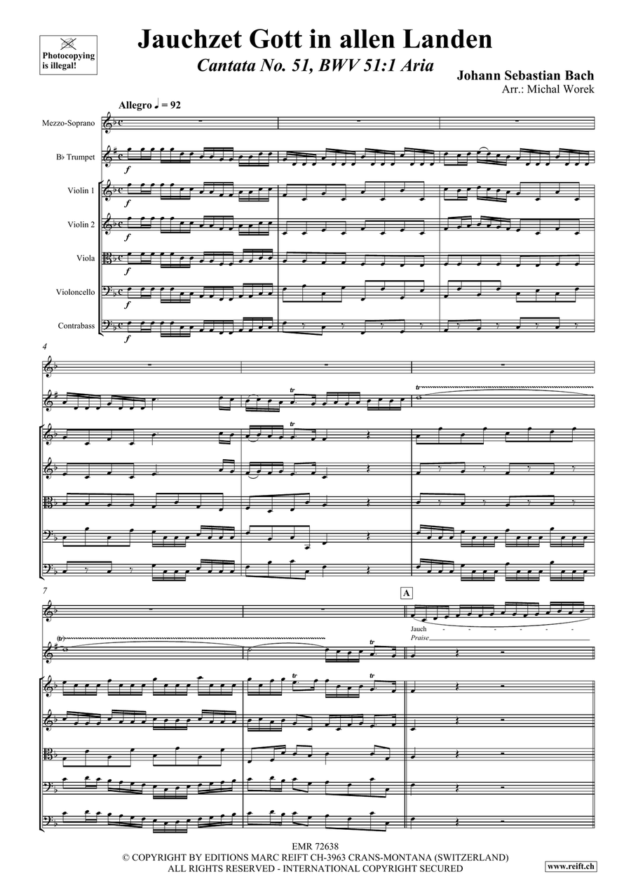 Jauchzet Gott in allen Landen String Orchestra scores gallery preview page 3