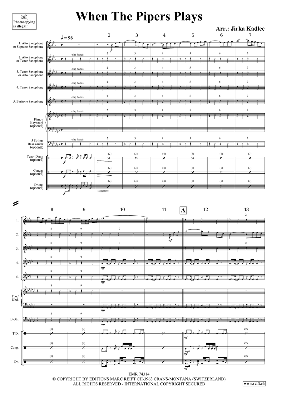 When The Pipers Plays When The Pipers Plays Saxophone Quintet scores gallery preview page 3
