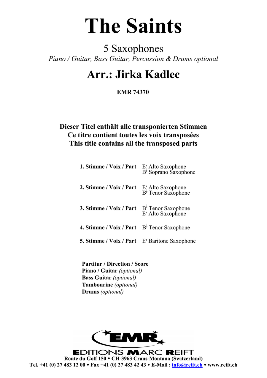The Saints The Saints Saxophone Quintet scores gallery preview page 2