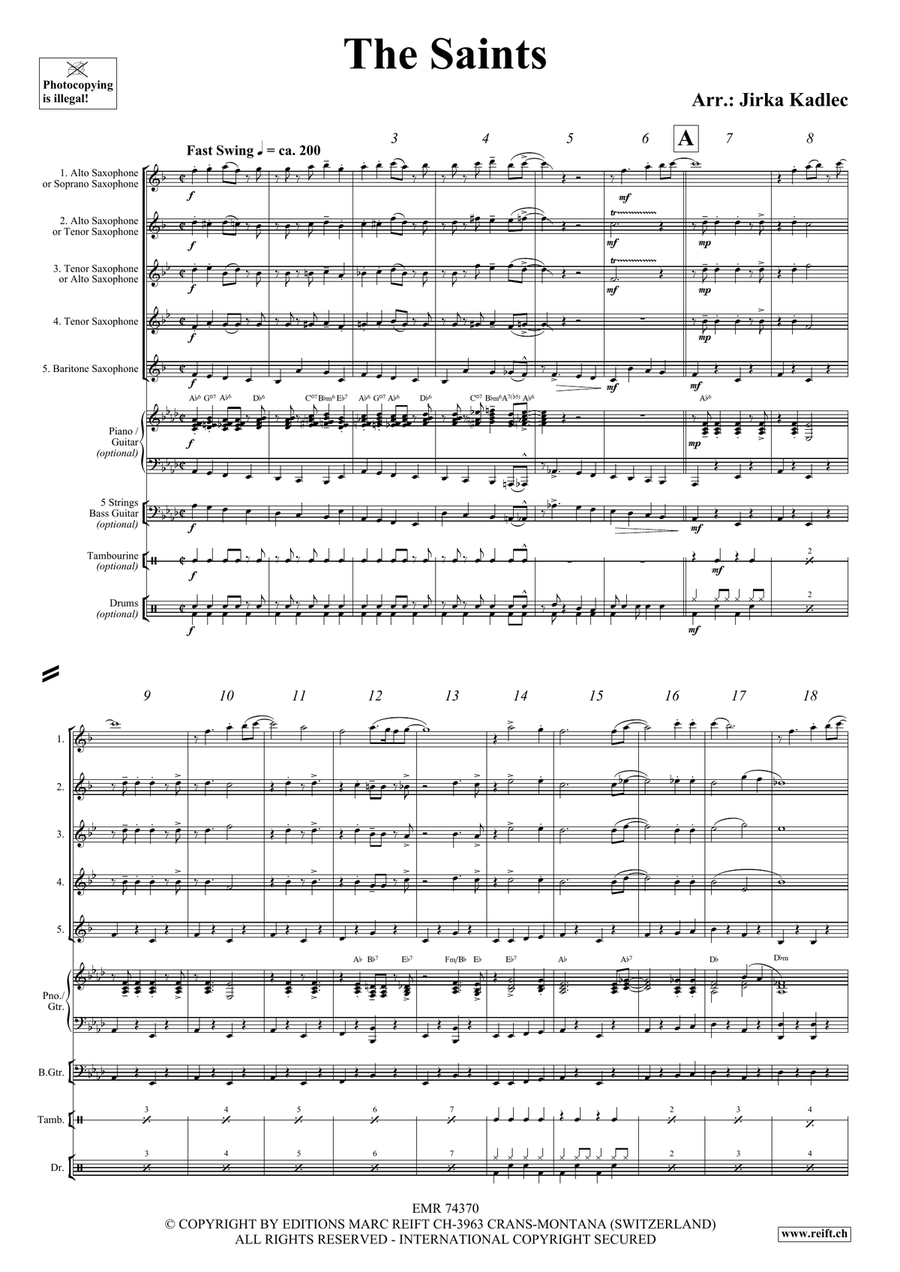 The Saints The Saints Saxophone Quintet scores gallery preview page 3