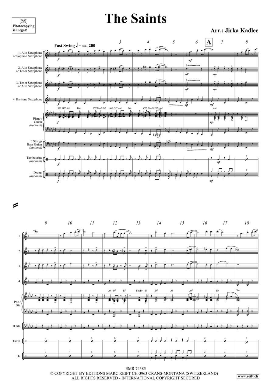The Saints The Saints Saxophone Quartet scores gallery preview page 3